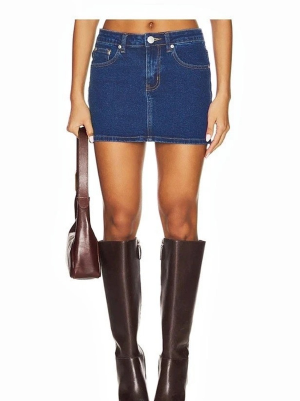Revolve MORE TO COME Maeve Denim Skirt in Dark Wash Denim